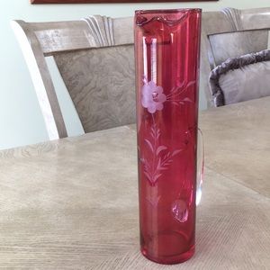 Beautiful vintage etched glass pitcher